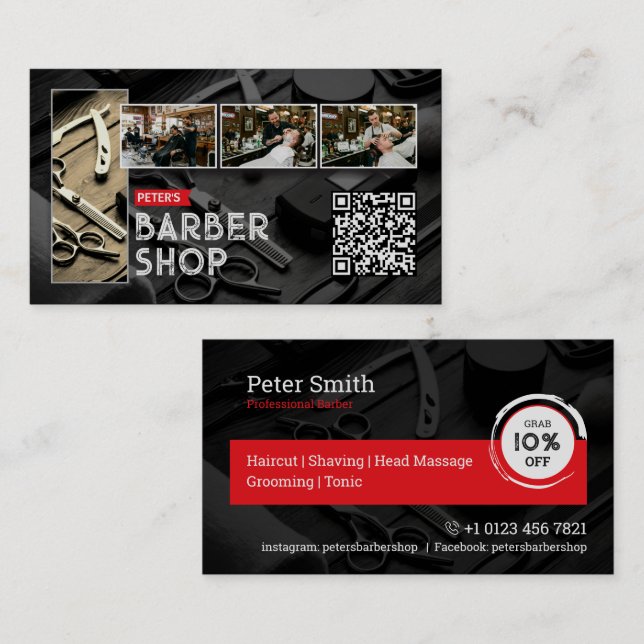 Barberare Frisör, Salong, Professionell Barberare Visitkort (Fram/baksida)