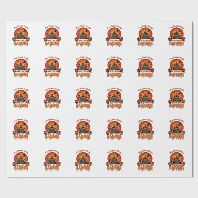 Barberare kvast bröt Halloween pumpa klippare skrä Presentpapper (Platt)