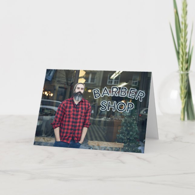 Barberaren shoppar hälsningkortet helgkort (Framsida)