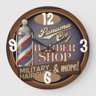 Barberaren shoppar Time på a Stor Klocka