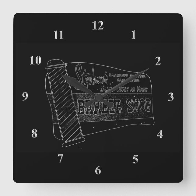 Barberaren shoppar | vintage undertecknar fyrkantig klocka (Framsida)