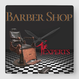 Barberaren shoppar vintagesvarten, vit, checkers fyrkantig klocka
