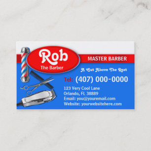 Barberarevisitkort (barberarepolen och clippers) visitkort