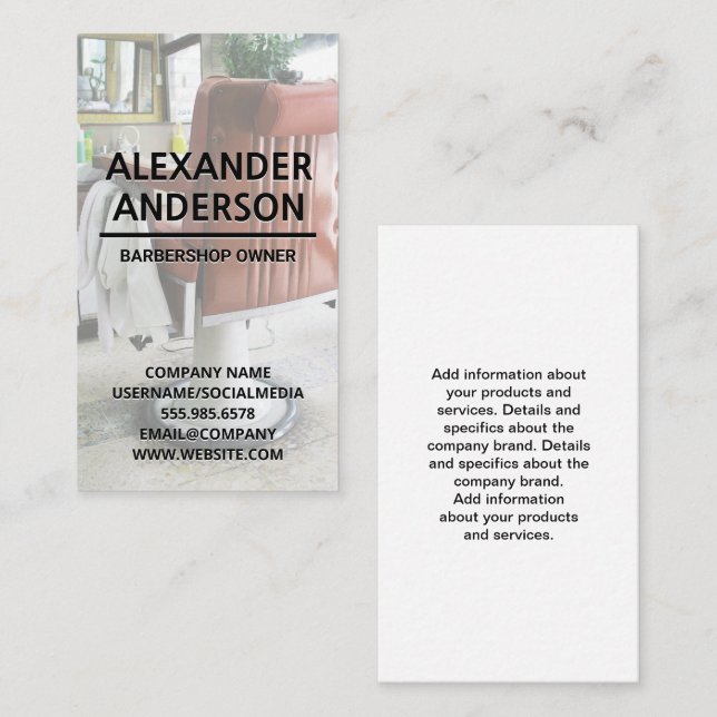 Barberbutiksordförande Visitkort (Fram/baksida)