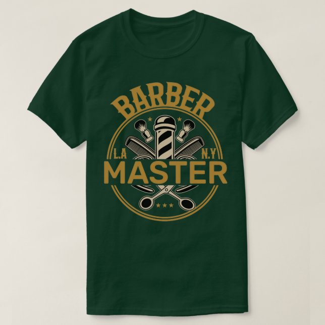Barbermästare med sax och kammar t shirt (Design framsida)