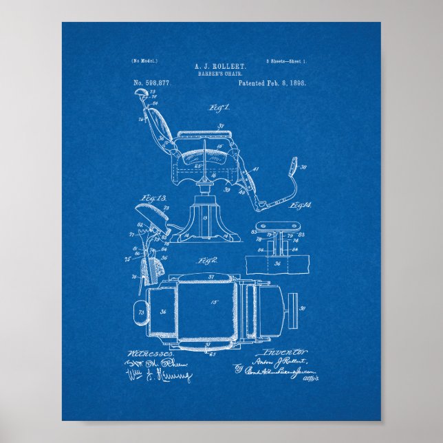 Barberordförande Patent - blåkopia Poster (Framsidan)