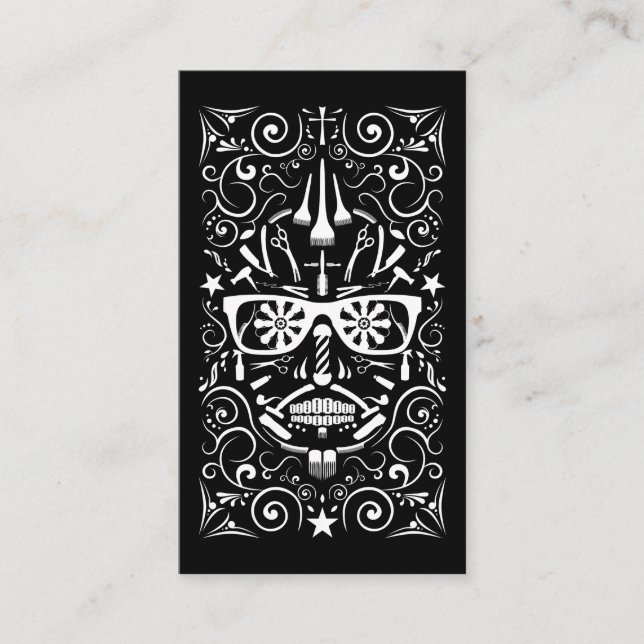 barberpunk skull stämpelkort lojalitetskort (Framsida)