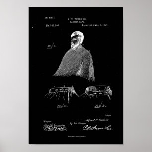 Barbers Cape Antique Patent Poster Black