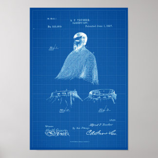 Barbers Cape Antique Patent Poster blåkopia