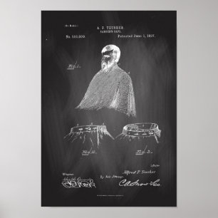 Barbers Cape Antique Patent Poster Chalkboard