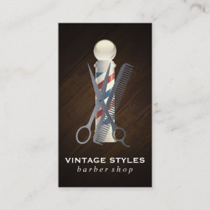 Barbers Poll Logotyp för saxar Comb Visitkort