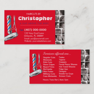 Barbershop Affärskort-Barber pole, clippers com Visitkort