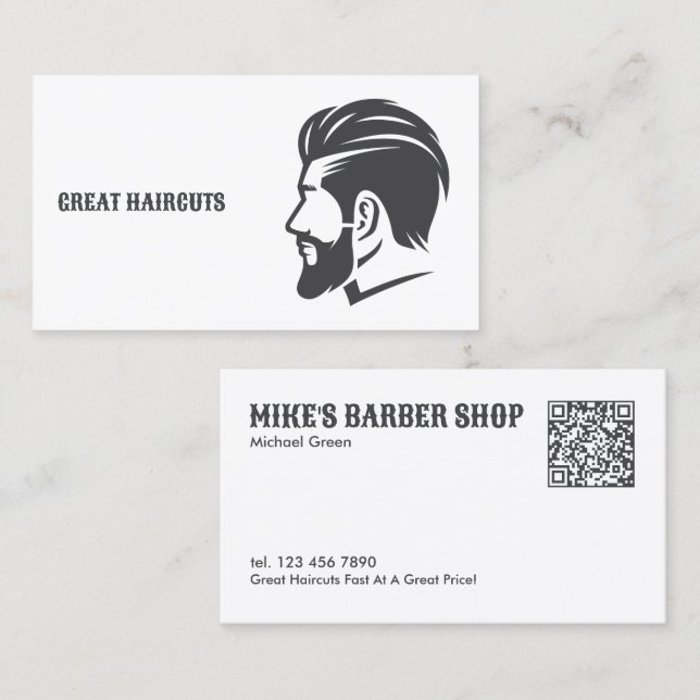 Barbershop Anpassningsbar QR Barber Visitkort (Fram/baksida)