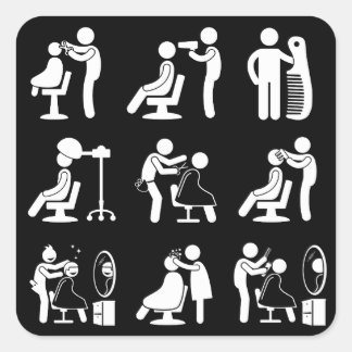 Barbershop Barber & Hairstylist Saloon Routine Fyrkantigt Klistermärke