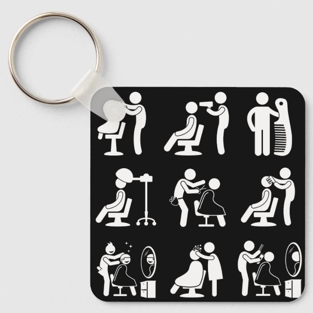 Barbershop Barber & Hairstylist Saloon Routine Nyckelring (Framsida)