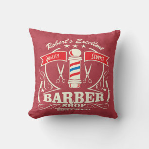 Barbershop Barber Hipster Stylist Rött vitt blåt Kudde