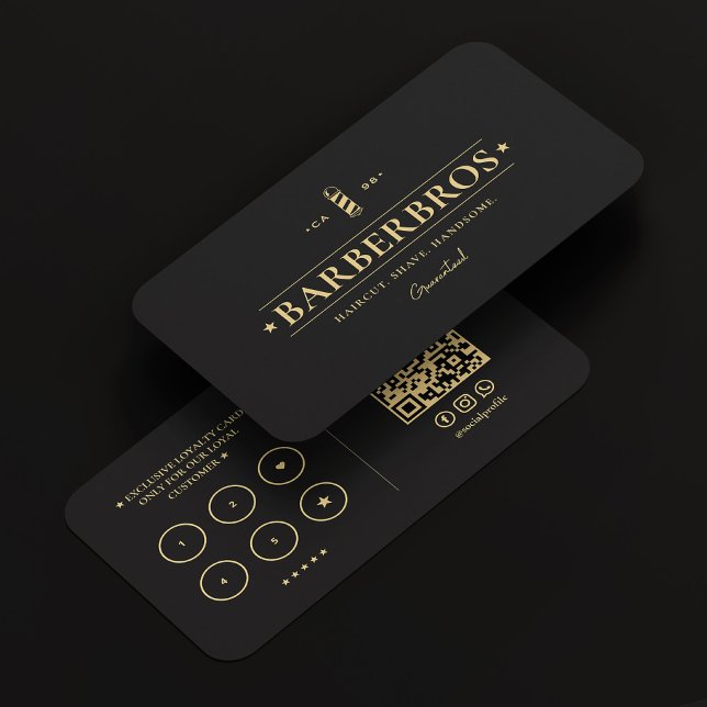 Barbershop Barber Pole Elegant Black Loyalty Visitkort (Barbershop Barber Pole Elegant Black Loyalty Business Card
)