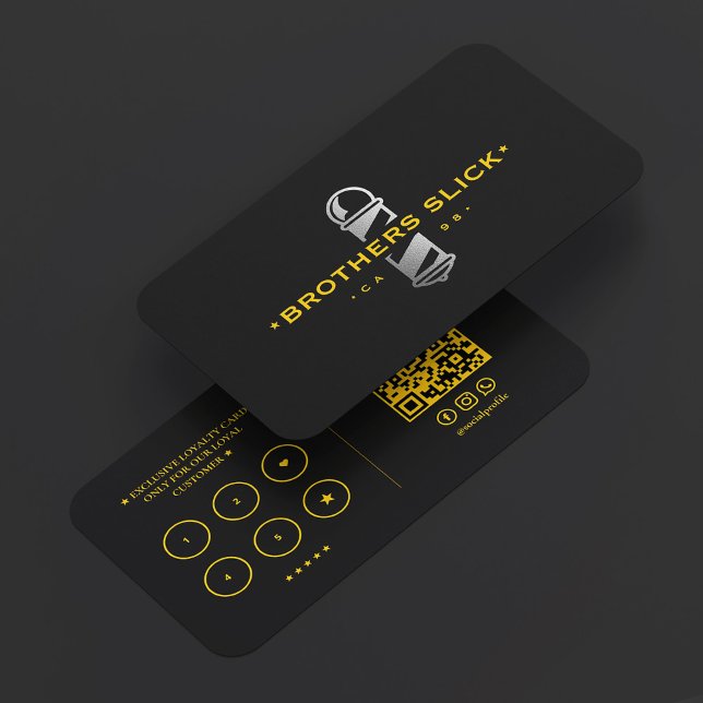 Barbershop Barber Pole Loyalty Yellow Black Visitkort (Barbershop Barber Pole Loyalty Yellow Black Business Card
)