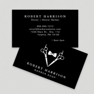 Barbershop Barber Professionell Svart Visitkort