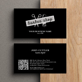 Barbershop barber QR-kod modern svart Visitkort