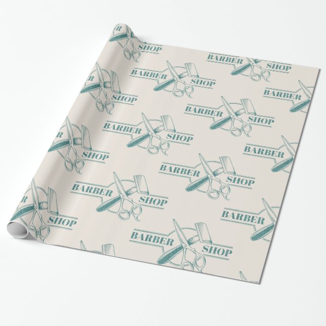 Barbershop blue jeans textur presentpapper (Utrullad)