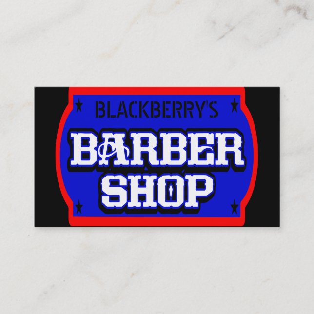 Barbershop Blue Visitkort (Framsida)