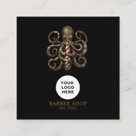 Barbershop Bronze Octopus Professionell Qr Kod Fyrkantigt Visitkort