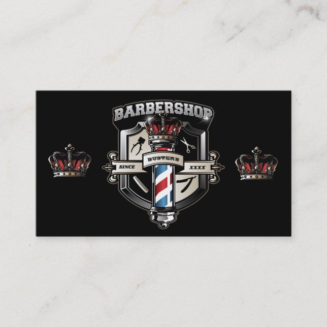 Barbershop Classic Logotyp Personalize Visitkort (Framsida)