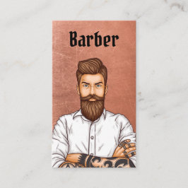 Barbershop Copper Vintage Beard Man Avatar Unik Visitkort