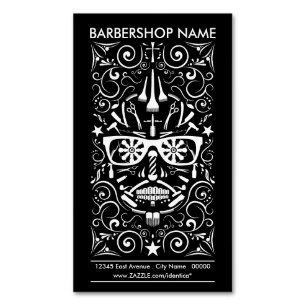 barbershop dia de los muertos magnetiska visitkort