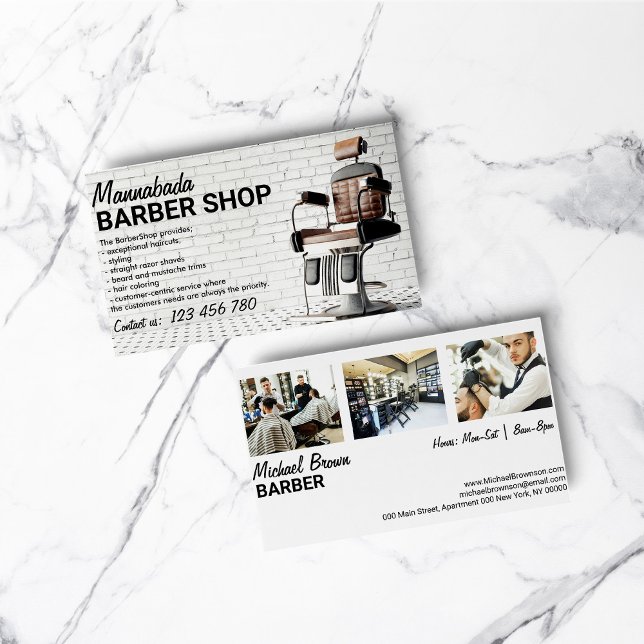 Barbershop egen foto visitkort (Barber shop custom photo business card)