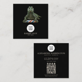 Barbershop Emerald Alligator Professional Qr-kod Fyrkantigt Visitkort