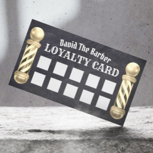 Barbershop Guld Barber Shop Pole Chalkboard Lojalitetskort