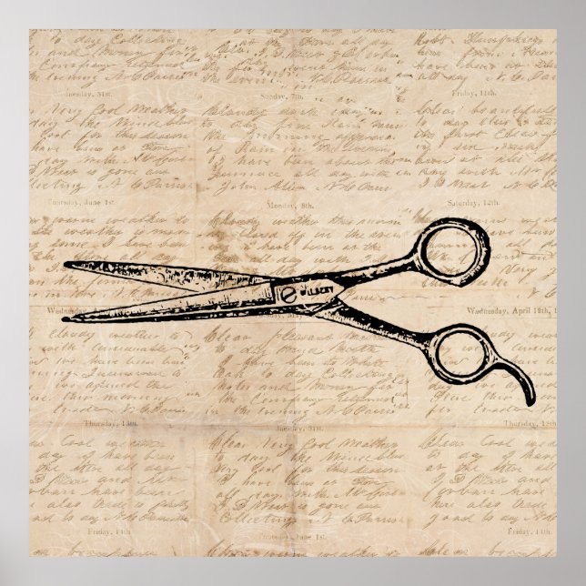Barbershop Hair Cshing Shears Barber Scissors Poster (Framsidan)