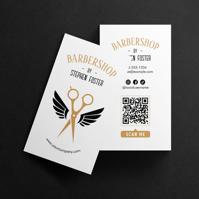 Barbershop Hair Hairdresser Barbershop White Visitkort (Skapare uppladdad)