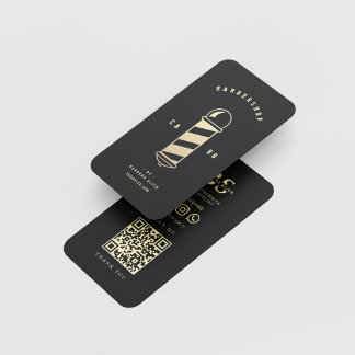 Barbershop Haircut Hairstylist Barbers Pole Black Visitkort