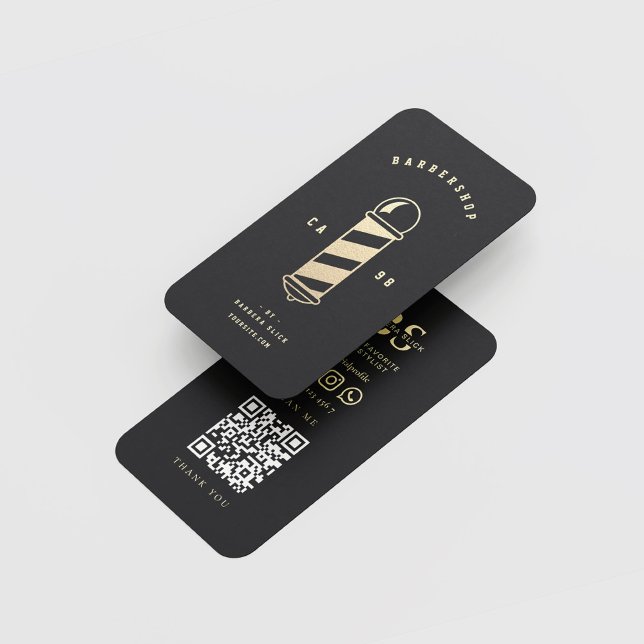 Barbershop Haircut Hairstylist Guld Barber's Pole Visitkort (Barbershop Haircut Hairstylist Gold Barber's Pole Business Card
)