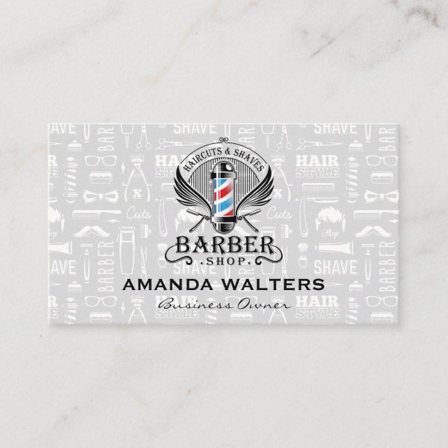 Barbershop Haircut & Shaves Visitkort (Framsida)