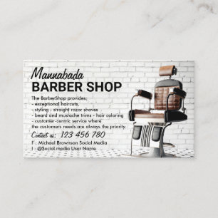 Barbershop hipster salon visitkort