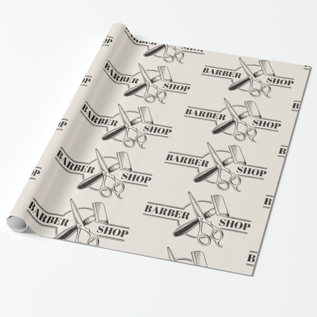 Barbershop läderlook presentpapper (Utrullad)