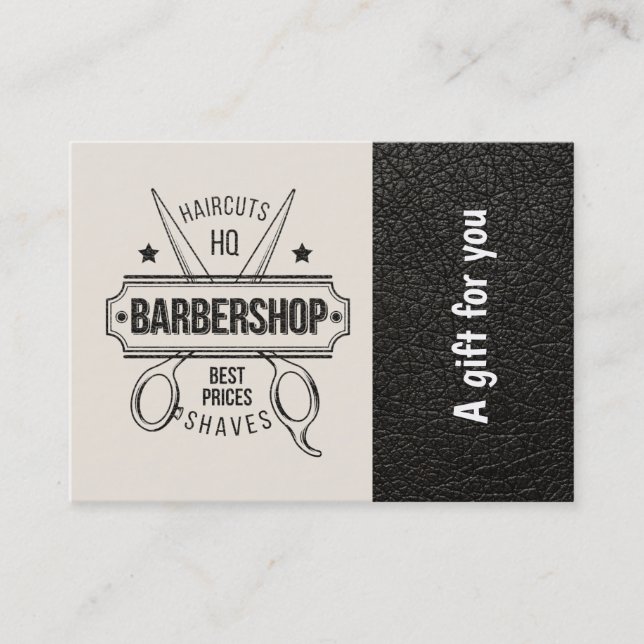 Barbershop-läderutseendet Gift-certifikat Rabattkort (Framsida)