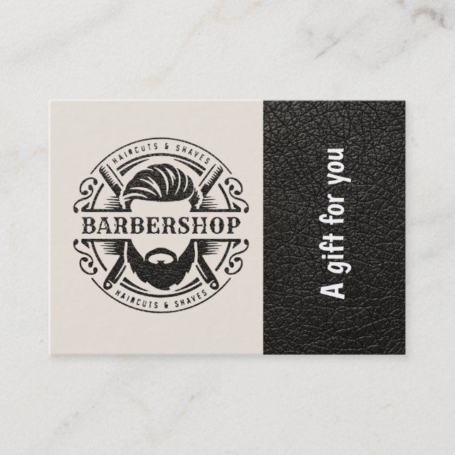 Barbershop-läderutseendet Gift-certifikat Rabattkort (Framsida)
