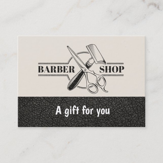 Barbershop-läderutseendet Gift-certifikat Rabattkort (Framsida)