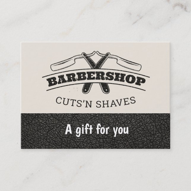 Barbershop-läderutseendet Gift-certifikat Rabattkort (Framsida)