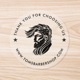 Barbershop Logotyp Tack Svart Typografi Runt Klistermärke