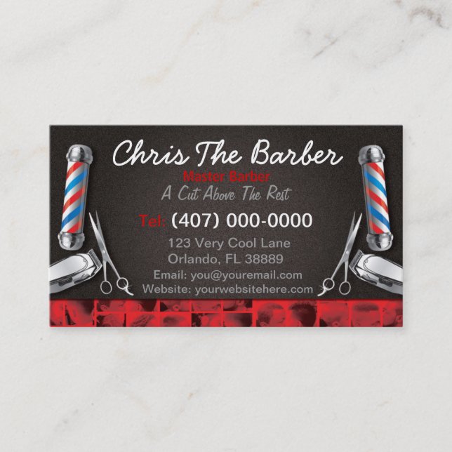 Barbershop Loyalty Card (Barberpole och klippmaski Visitkort (Framsida)
