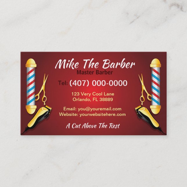 Barbershop Loyalty Card (Barberpole och klippmaski Visitkort (Framsida)