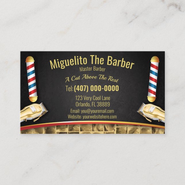 Barbershop Loyalty Card (Barberpole och klippmaski Visitkort (Framsida)