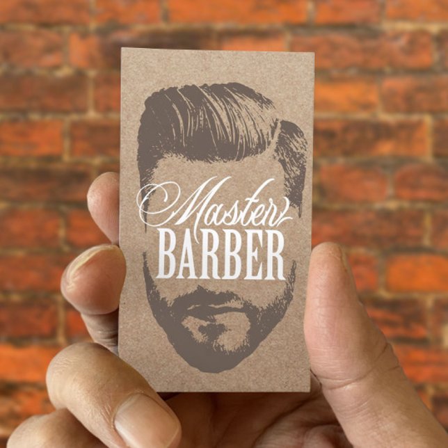 Barbershop Master Barber Rustic Kraft Hair #2 Visitkort (Skapare uppladdad)