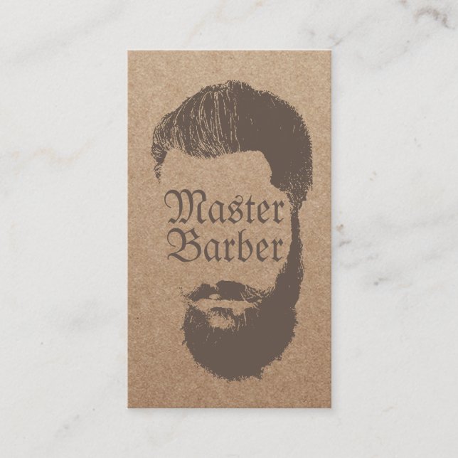 Barbershop Master Barber Rustic Kraft Hair Visitkort (Framsida)